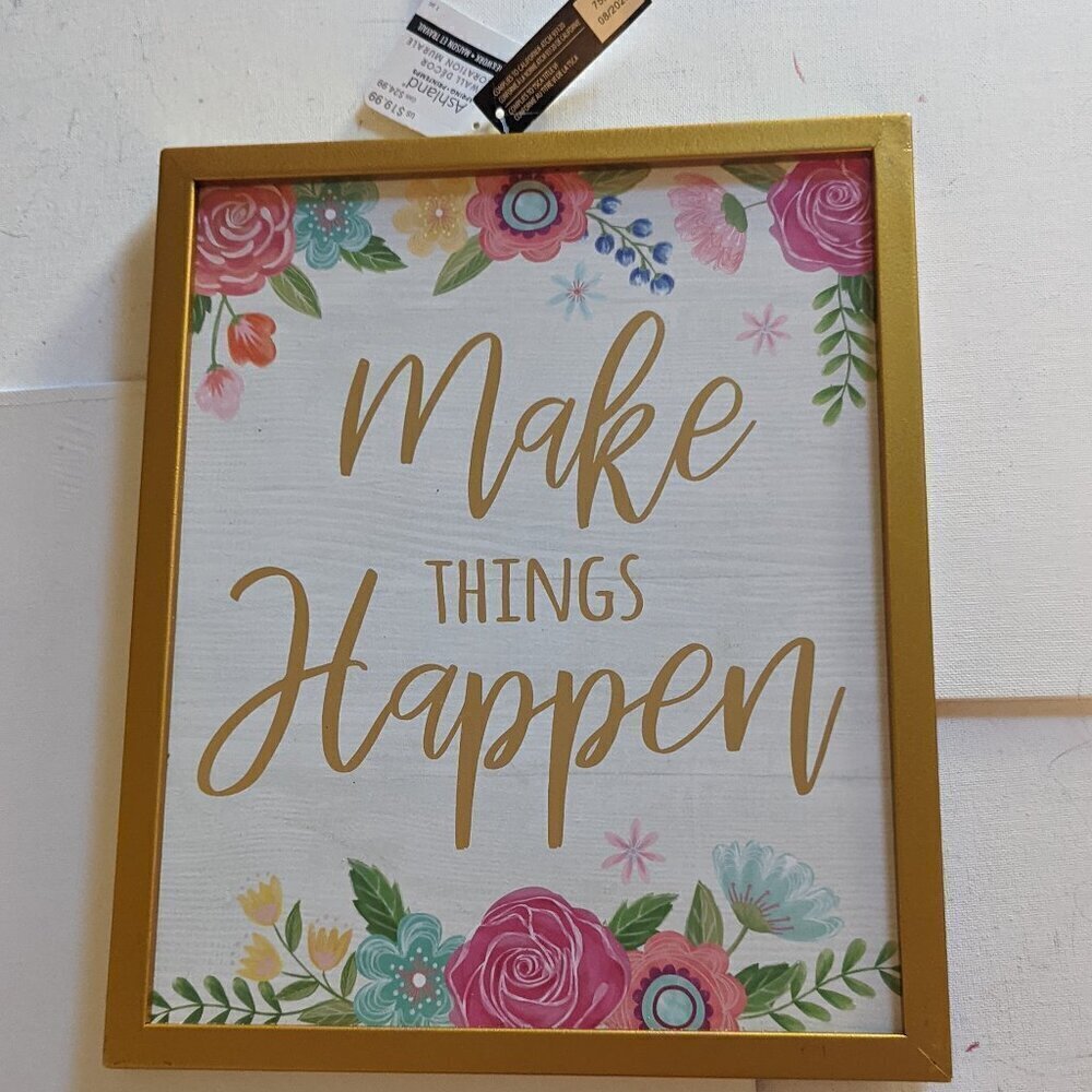 NWT Floral 'Make Things Happen' Summer Inspo Home Wall Decor Michael's Ashland